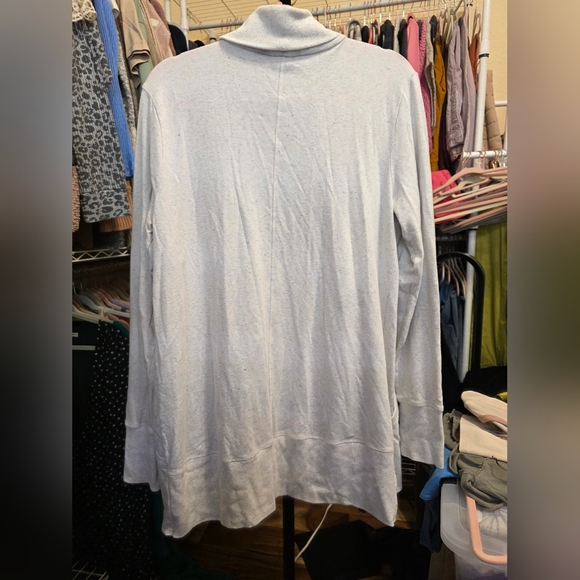 Athleta Size Large Oatmeal Cotton Modal Open Front Cardigan Pockets - Picture 2 of 6